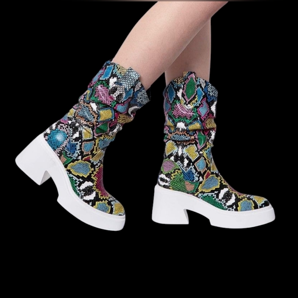 Artrotter Colorful Snakeprint Platform Boots
